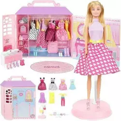 Домик-гардеробная пластиковая для одежды и кукла с набором одежды Iso Trade
