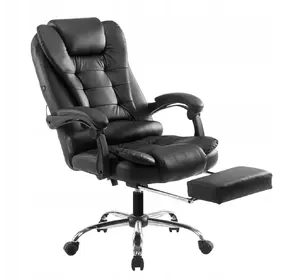 Кресло офисное с подставкой для ног эко кожа Malatec черный 16224